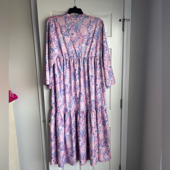 Floral Pink and Blue Women's Dress - Picture 3 of 3